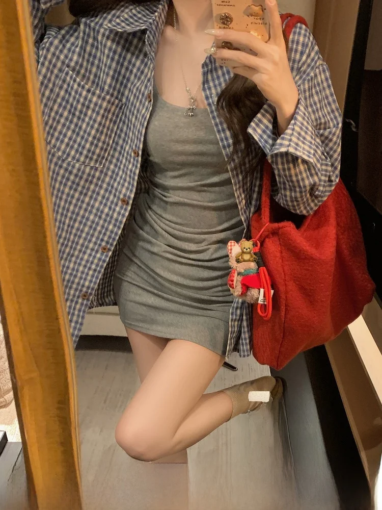 Blue Small Plaid Loose Casual Shirt Women's Korean Style Lazy Fashion Outerwear Long Sleeve Button up Slimming Cover up
Blue Small Plaid Loose Casual Shirt Women's Korean Style Lazy Fashion Outerwear Long Sleeve Button up Slimming Cover up