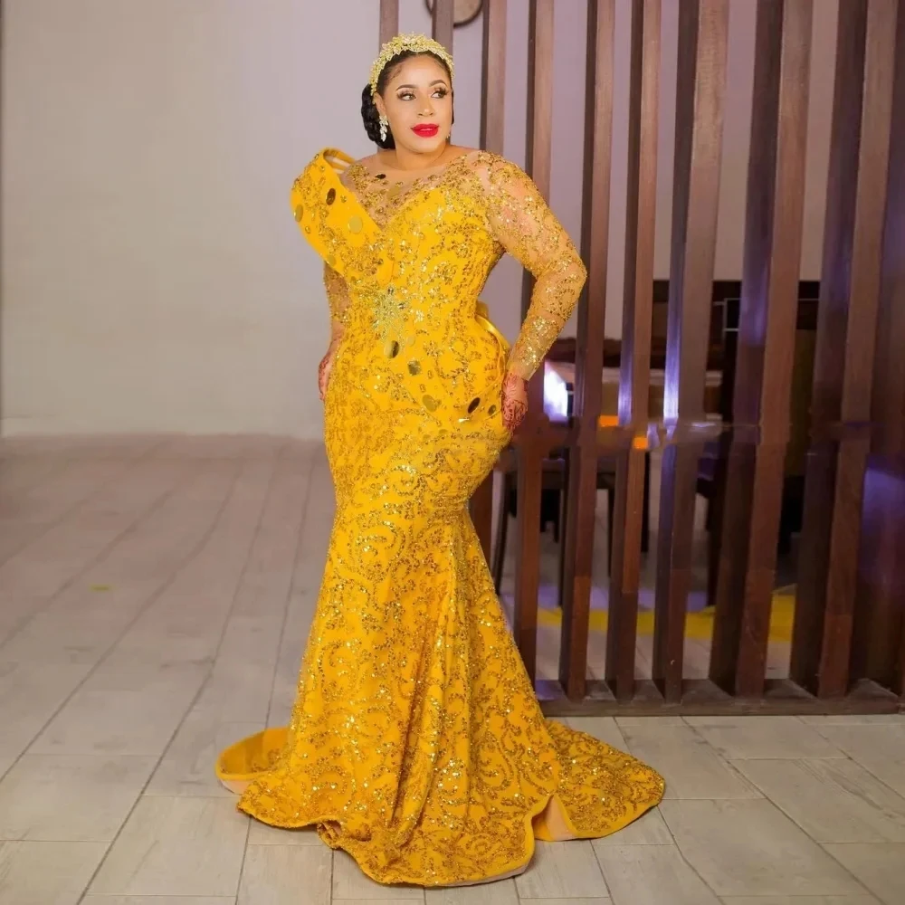 Золотое африканское вечернее платье Aso Ebi, платье-русалка с длинными рукавами, кружевное, с пайетками, праздничное платье, выпускное платье для темнокожих девушек, на заказ, 2026
Золотое африканское вечернее платье Aso Ebi, платье-русалка с длинными рукавами, кружевное, с пайетками, праздничное платье, выпускное платье для темнокожих девушек, на заказ, 2026