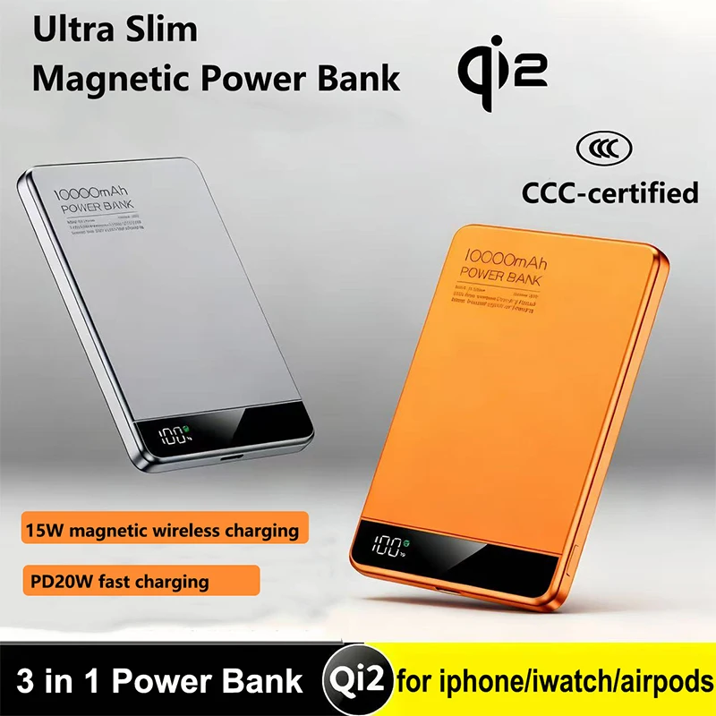 Ultra Slim Magnetic Power Bank Qi2 Wireless Powerbank PD 20W Fast Charging External Battery for Magsafe for iPhone 12-17 iWatch
Ultra Slim Magnetic Power Bank Qi2 Wireless Powerbank PD 20W Fast Charging External Battery for Magsafe for iPhone 12-17 iWatch