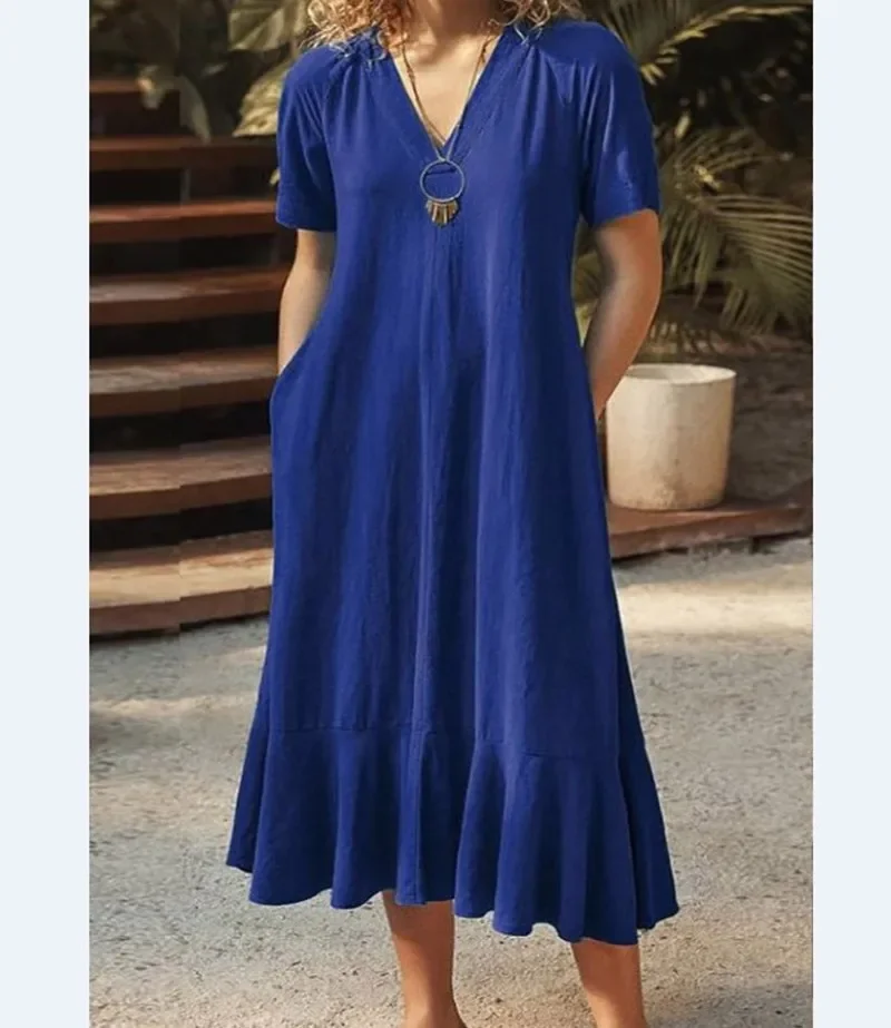 2024 Spring Cotton Linen Oversize Women's Dress Black V-neck Lace Up A-line Loose Female Casual Elegant Fashion Ladies Clothes
2024 Spring Cotton Linen Oversize Women's Dress Black V-neck Lace Up A-line Loose Female Casual Elegant Fashion Ladies Clothes
