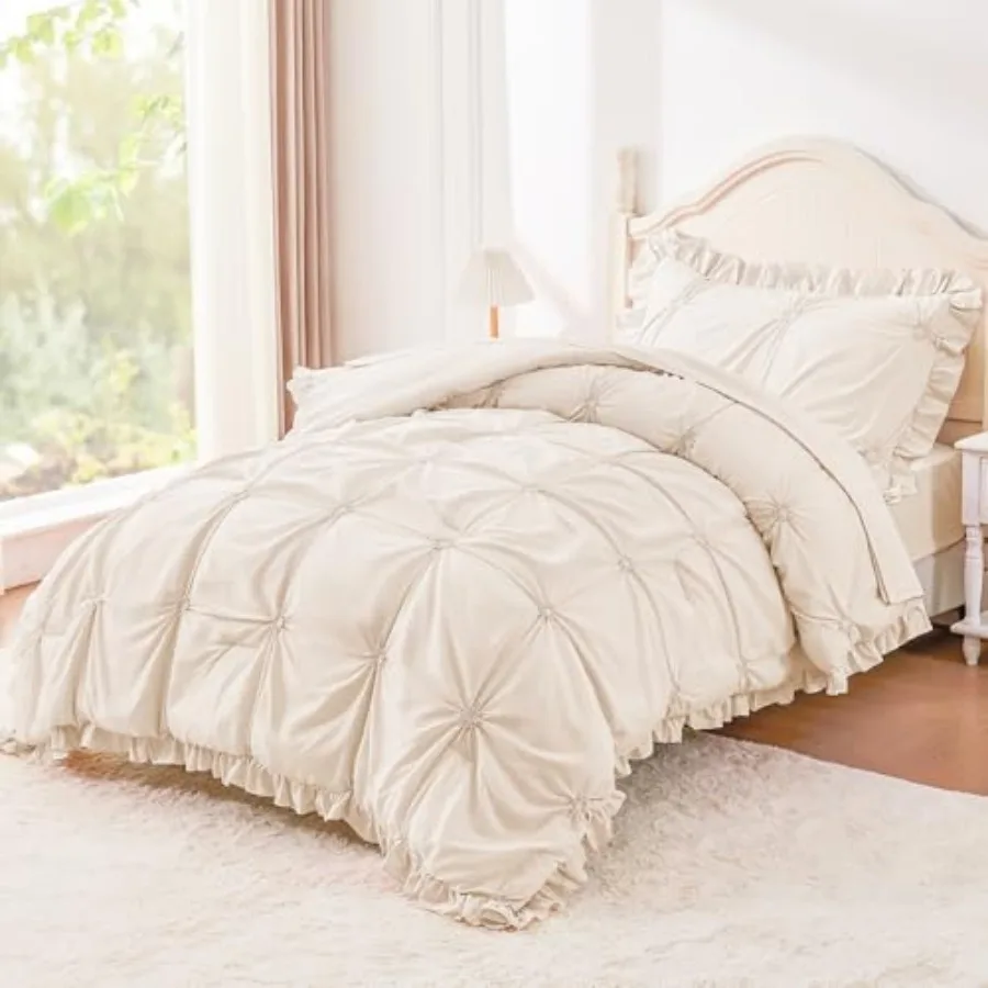 Comforter Set for Girls Boho Pintuck Bedding Comforter Sets 4 Pieces Ruffles Jacquard Embroidery Bedding Comforter Sets with Co
Comforter Set for Girls Boho Pintuck Bedding Comforter Sets 4 Pieces Ruffles Jacquard Embroidery Bedding Comforter Sets with Co