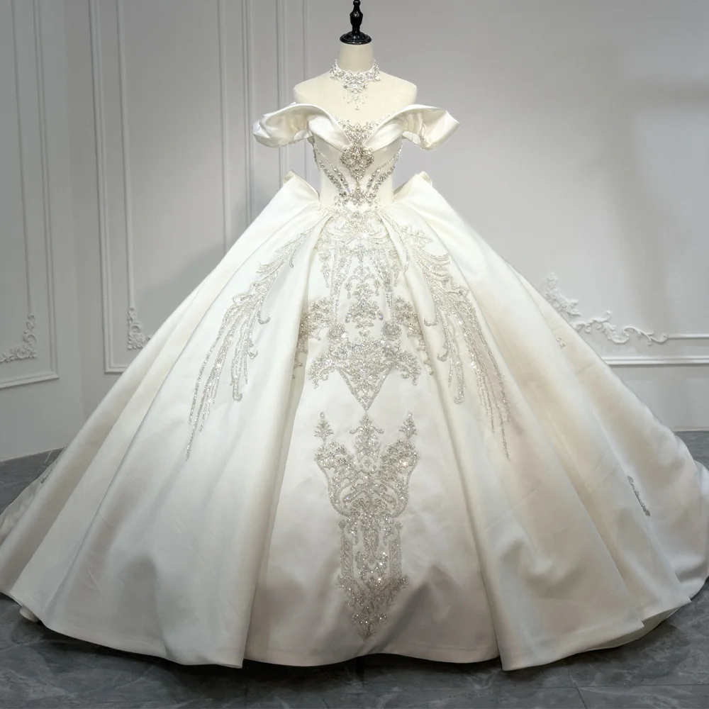 Wedding Dress Satin Sweetheart Off The Shoulder Lace Up Back Sequined Crystal Lace Detail Customizable Bridal Gown
Wedding Dress Satin Sweetheart Off The Shoulder Lace Up Back Sequined Crystal Lace Detail Customizable Bridal Gown