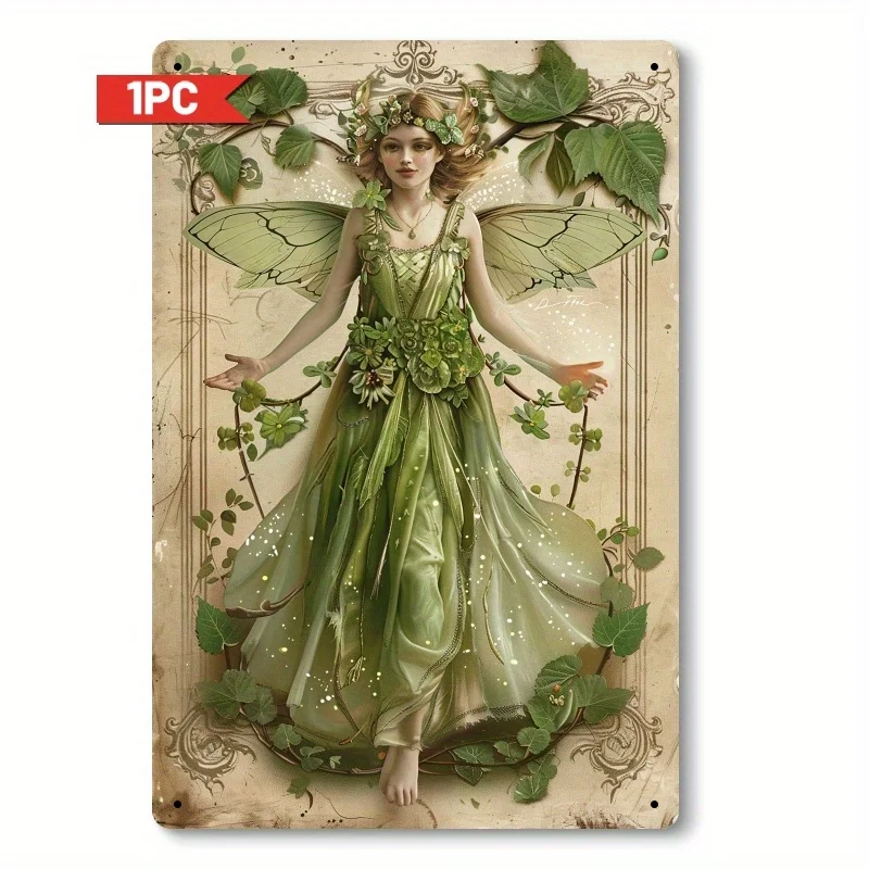 Charming Forest Fairy Vintage Iron Metal Logo 8x12 Inch - Elegant Green Fairy with Floral Dress and Leaf Wand
Charming Forest Fairy Vintage Iron Metal Logo 8x12 Inch - Elegant Green Fairy with Floral Dress and Leaf Wand