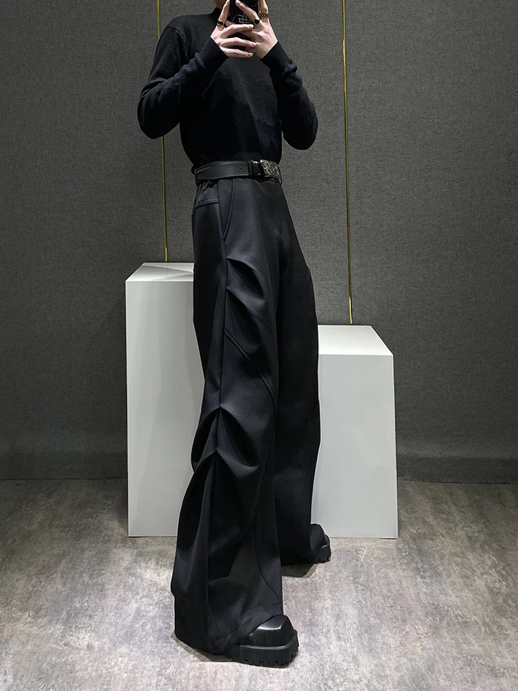 American Retro Pleated Design Floor-Length Micro-flared Black Men's Loose Straight Drapey Knife Long Pants Casual Youth Style
American Retro Pleated Design Floor-Length Micro-flared Black Men's Loose Straight Drapey Knife Long Pants Casual Youth Style