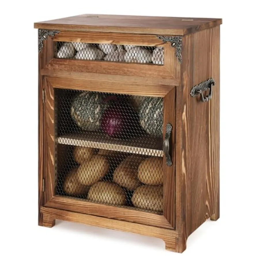 Mini Potato and Onion Storage Bin - Wooden Storage Box for Kitchen Countertops, Vegetable Storage Bins, 12.2" W x 6.5" D x 16"
Mini Potato and Onion Storage Bin - Wooden Storage Box for Kitchen Countertops, Vegetable Storage Bins, 12.2" W x 6.5" D x 16"