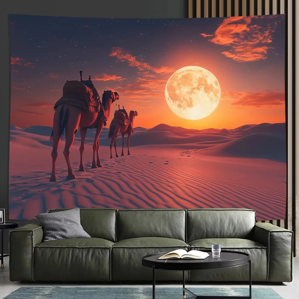 VIKAMA Summer Desert Moonlit Night Camel Tapestry Desert Scenery Living Room Bedroom Sofa Exotic Atmosphere Enhancement
VIKAMA Summer Desert Moonlit Night Camel Tapestry Desert Scenery Living Room Bedroom Sofa Exotic Atmosphere Enhancement