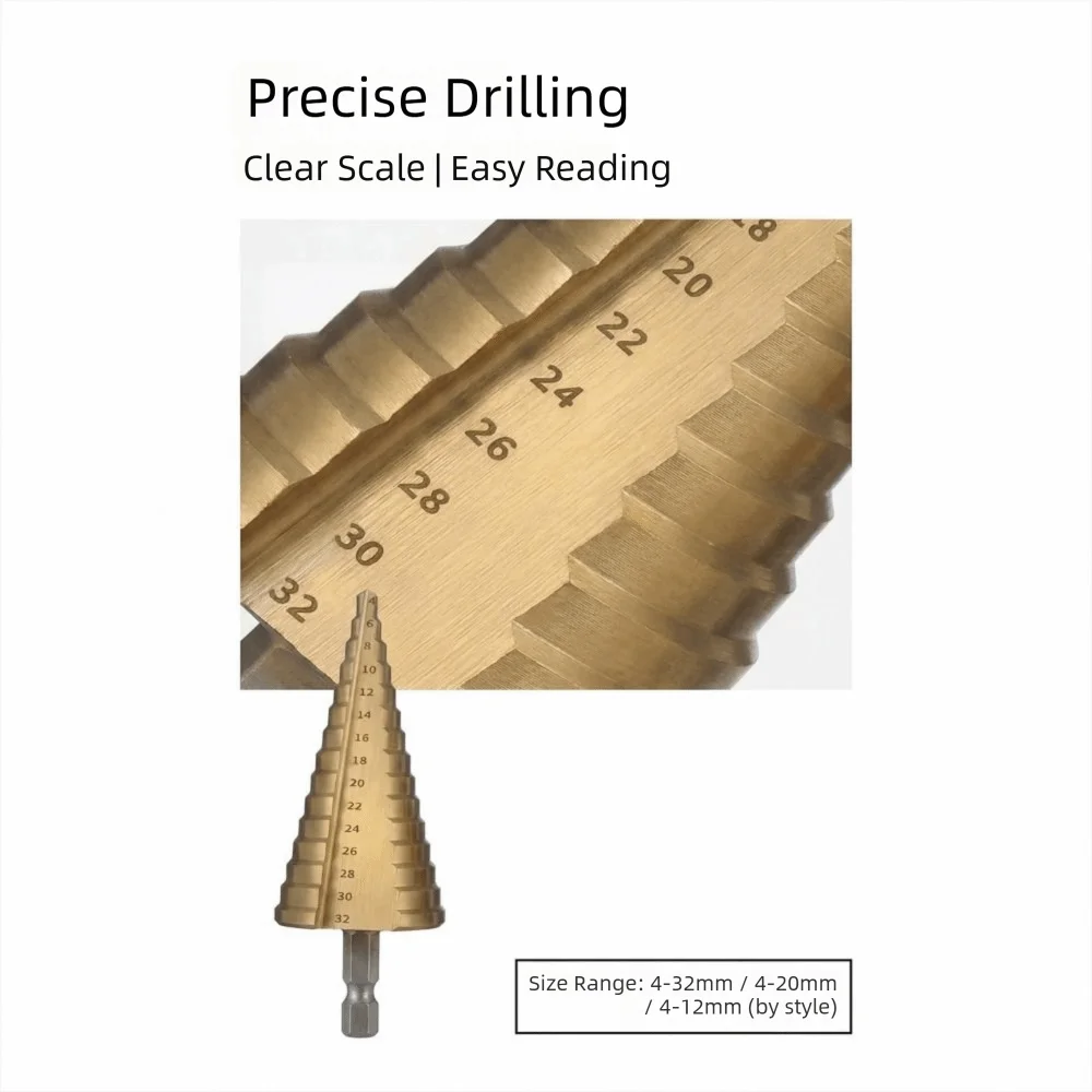 3Pcs Heavy Duty Step Drill Bit Set High Speed Titanium Coated Hole Drill Bits Professional Multiple Hole Sizes Hole Cutter
3Pcs Heavy Duty Step Drill Bit Set High Speed Titanium Coated Hole Drill Bits Professional Multiple Hole Sizes Hole Cutter