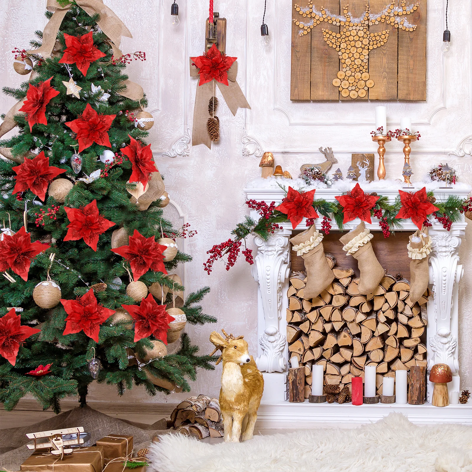 12Pcs Artificial Flower Clips Christmas Tree Ornaments Glitter Flowers Floral Decor for Christmas Party Holiday Decoration
12Pcs Artificial Flower Clips Christmas Tree Ornaments Glitter Flowers Floral Decor for Christmas Party Holiday Decoration