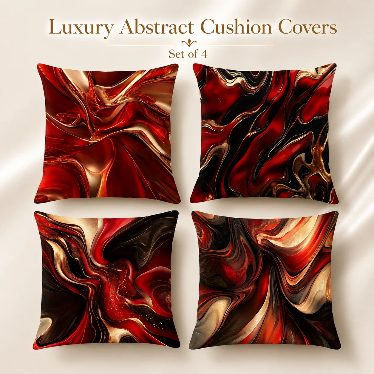 4 Pcs Modern Chic Abstract Pillowcases 2D Flat Printed Peach Skin Red Gold Fluid Art Cushion Cover Luxury Room Sofa Point
4 Pcs Modern Chic Abstract Pillowcases 2D Flat Printed Peach Skin Red Gold Fluid Art Cushion Cover Luxury Room Sofa Point