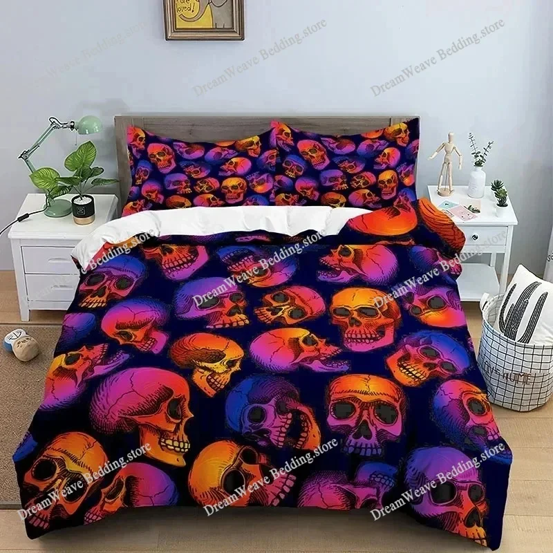3D Skull Bedding Set Halloween Bats Duvet Cover Skull Polyester Comforter Cover Set Double King Queen Boys Polyester Quilt Cover
3D Skull Bedding Set Halloween Bats Duvet Cover Skull Polyester Comforter Cover Set Double King Queen Boys Polyester Quilt Cover