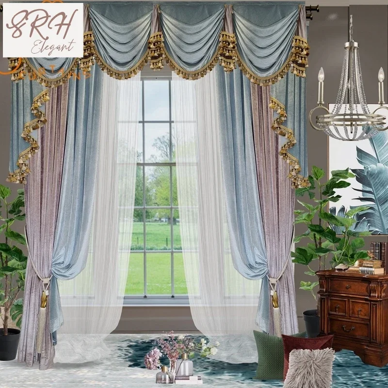 European-style High-end Blue And Gray Velvet Thickened Blackout Curtains For Living Room Bedroom Custom Finished Valance
European-style High-end Blue And Gray Velvet Thickened Blackout Curtains For Living Room Bedroom Custom Finished Valance