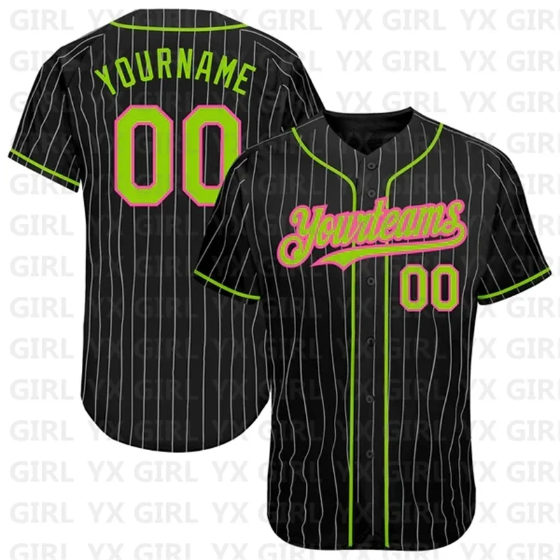 Custom Black White Pinstripe Neon Green-Pink Authentic Baseball Jersey Men Women Shirt Casual Shirts
Custom Black White Pinstripe Neon Green-Pink Authentic Baseball Jersey Men Women Shirt Casual Shirts