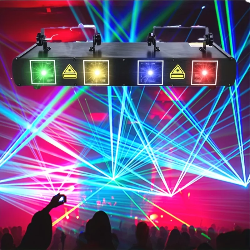 Party lights, DJ disco lights, 4-beam DMX and voice-controlled laser lights, light show stroboscopic party lights ambient lights
Party lights, DJ disco lights, 4-beam DMX and voice-controlled laser lights, light show stroboscopic party lights ambient lights