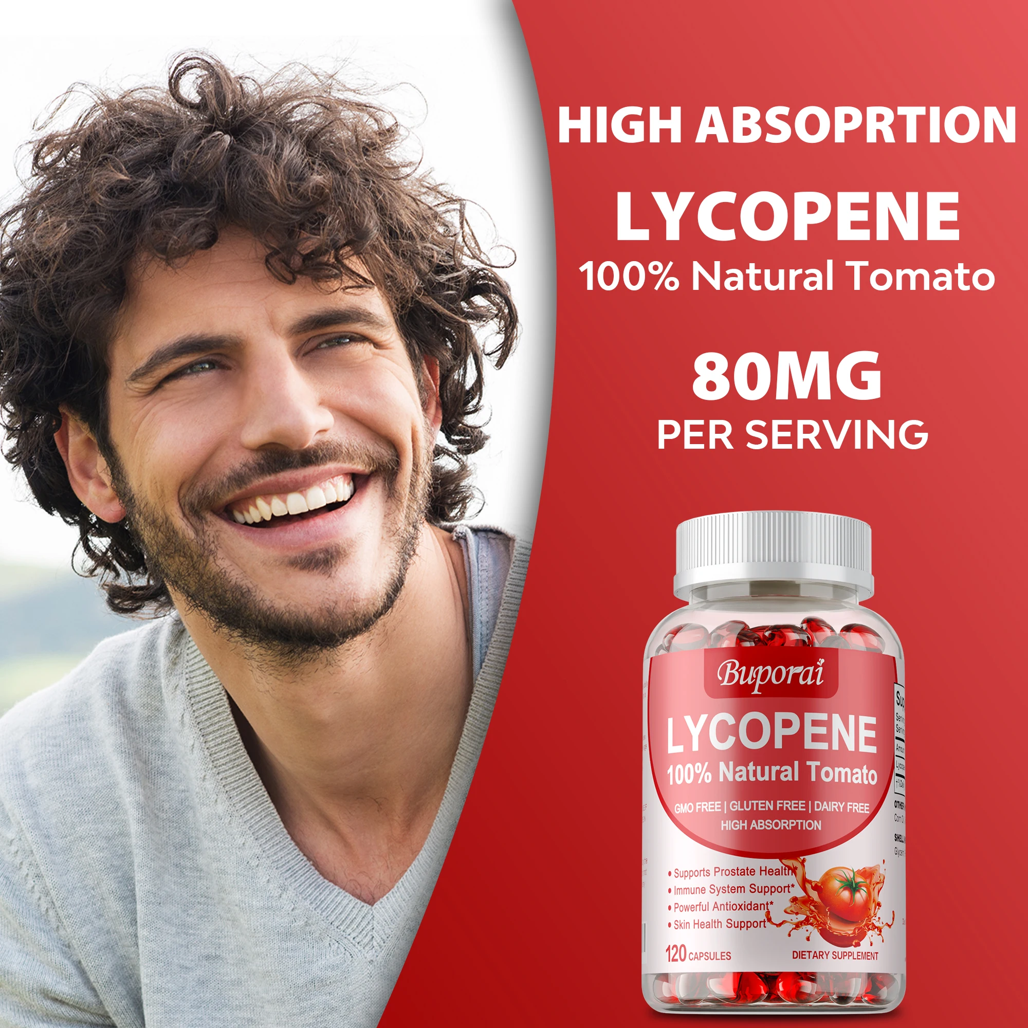 Lycopene Capsules - Antioxidant, Replenishes Energy, Supports Prostate and Urinary Tract Health, Boosts Immunity, Non-GMO
Lycopene Capsules - Antioxidant, Replenishes Energy, Supports Prostate and Urinary Tract Health, Boosts Immunity, Non-GMO