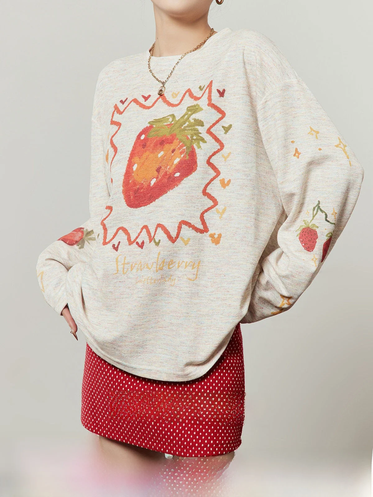 Strawberry Graffiti Floral Lace Pink T-Shirt Women's Loose Casual Style Long Sleeve Breathable Comfortable Spring New Arrival
Strawberry Graffiti Floral Lace Pink T-Shirt Women's Loose Casual Style Long Sleeve Breathable Comfortable Spring New Arrival