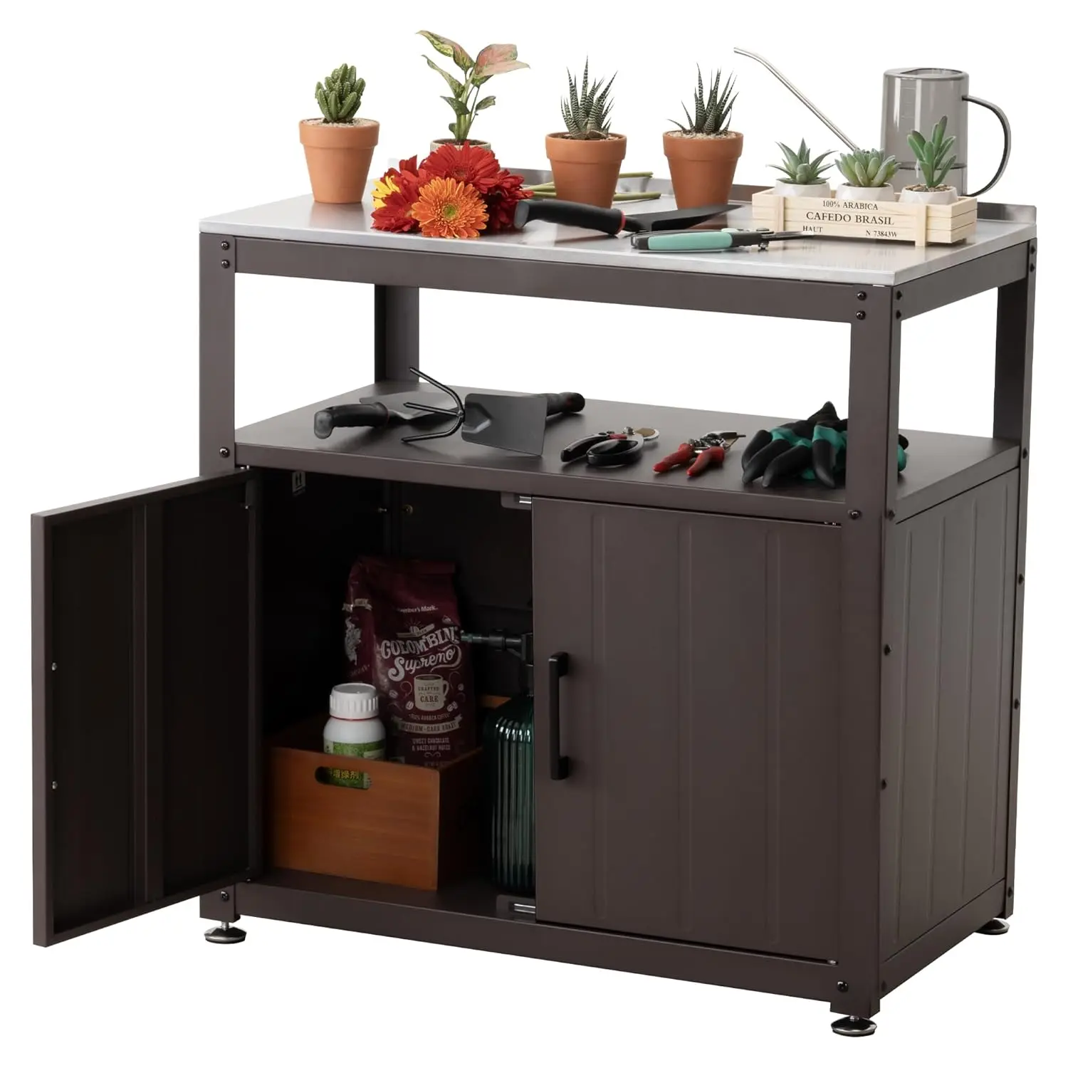 Heavy-Duty Potting Bench with Storage & Stainless Steel Top: Outdoor Garden Work Table with 200lb Capacity,, Customized
Heavy-Duty Potting Bench with Storage & Stainless Steel Top: Outdoor Garden Work Table with 200lb Capacity,, Customized
