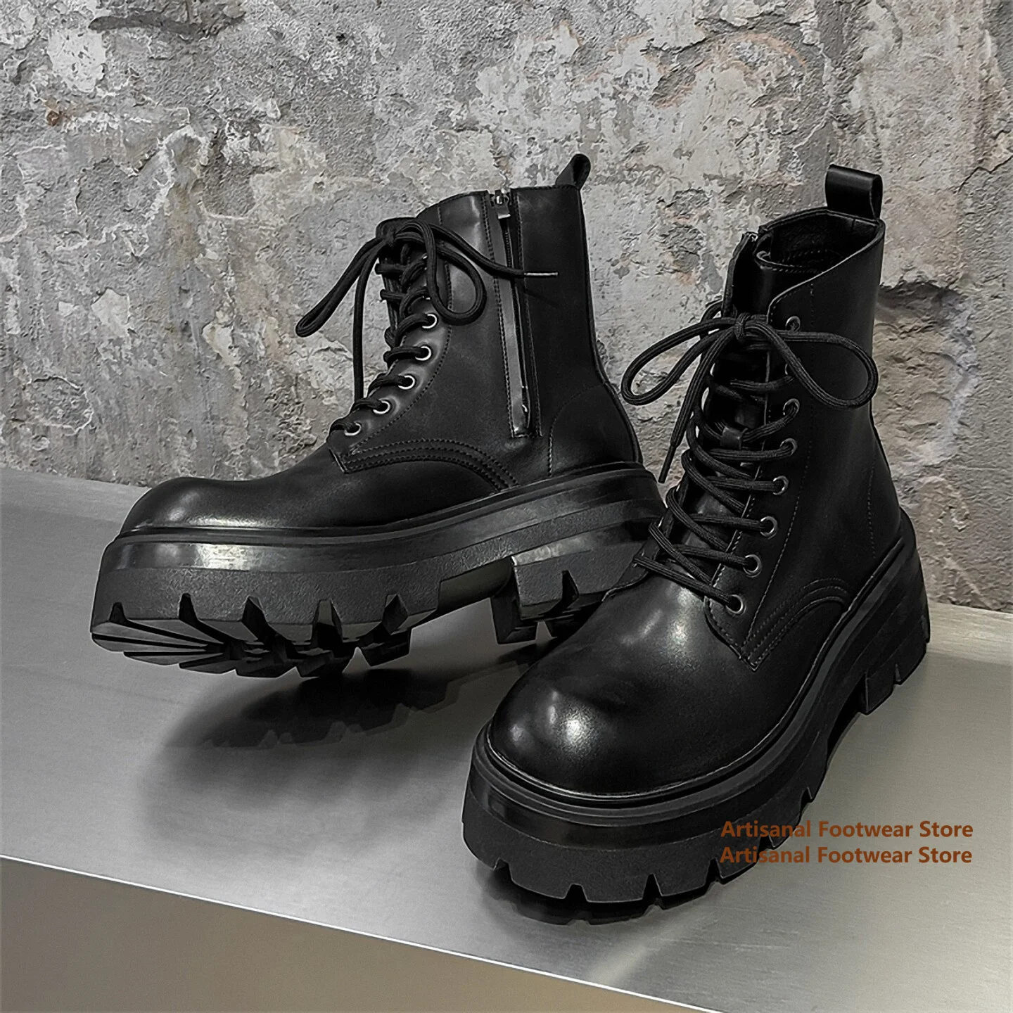 Men's High-Top Thick-Soled Boots Round Toe Black Leather Side Zipper Booties British Style Designer Handmade Men's Boots
Men's High-Top Thick-Soled Boots Round Toe Black Leather Side Zipper Booties British Style Designer Handmade Men's Boots
