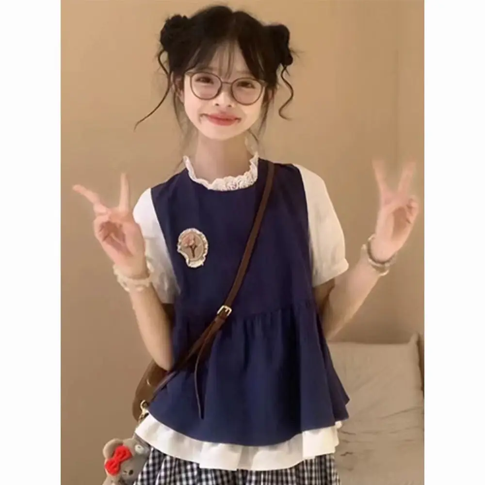 Japan Suit Skirt Kawaii Minimalist Fake Two Piece Top Solid Color Print Women'S Top 2024 New
Japan Suit Skirt Kawaii Minimalist Fake Two Piece Top Solid Color Print Women'S Top 2024 New