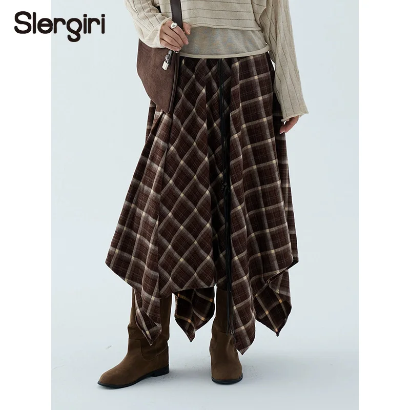 Slergiri нерегулярный дизайн, клетчатая юбка в стиле ретро для женщин, модная новинка 2023, осень-зима Y2K, повседневные длинные юбки с высокой талией и поясом
Slergiri нерегулярный дизайн, клетчатая юбка в стиле ретро для женщин, модная новинка 2023, осень-зима Y2K, повседневные длинные юбки с высокой талией и поясом