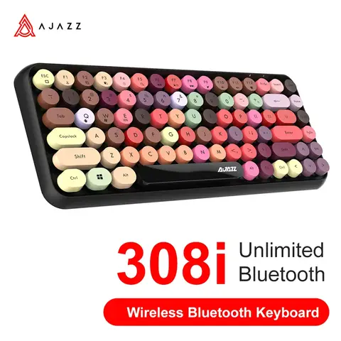 Ajazz-Clavier numérique sans fil portable 308I, touches rondes 84 prédire, Bluetooth, 2.4GHz, pour tablette, ordinateur portable, Android
