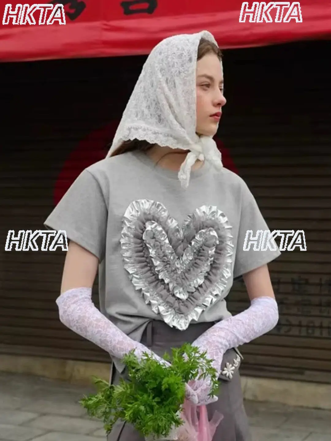 Original Japanese Style Stereo Heart Pleated Lace Short-sleeved T-shirt Summer New Casual Tshirts Girl Cute Gray T Shirt Women
Original Japanese Style Stereo Heart Pleated Lace Short-sleeved T-shirt Summer New Casual Tshirts Girl Cute Gray T Shirt Women