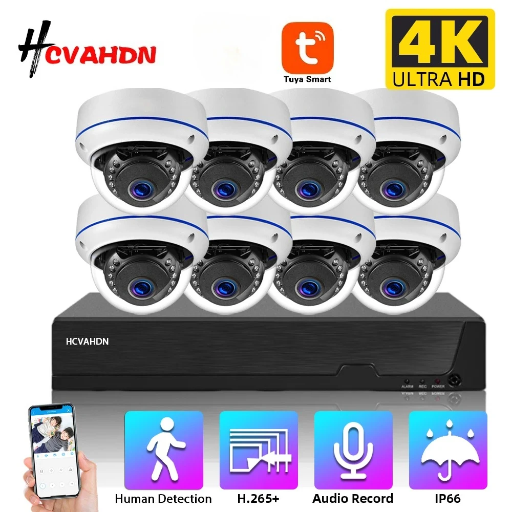 Tuya 8MP POE Network Surveillance Camera System Kit 4K 8CH NVR Kit Outdoor Waterproof Audio CCTV IP Dome Security Camera System
Tuya 8MP POE Network Surveillance Camera System Kit 4K 8CH NVR Kit Outdoor Waterproof Audio CCTV IP Dome Security Camera System