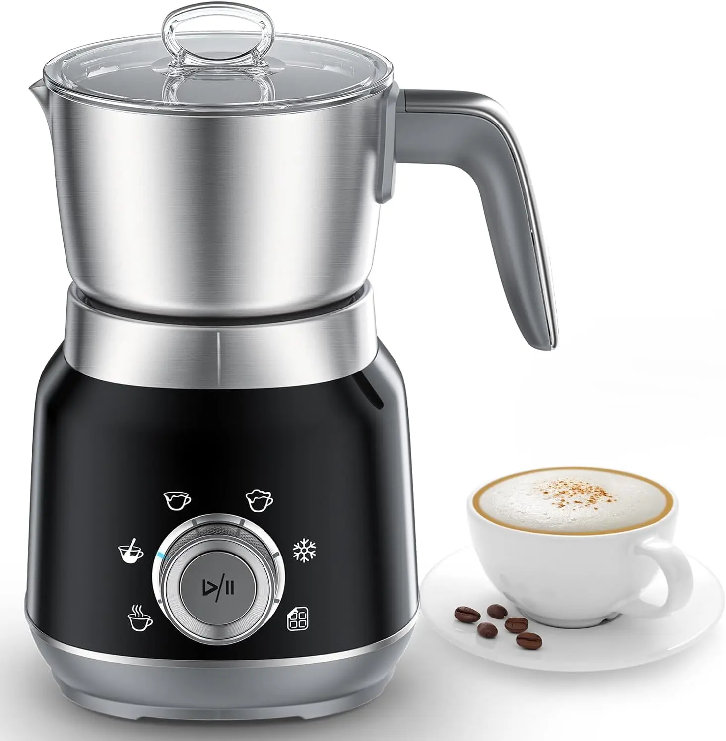 6-in-1 Electric Milk Frother and Steamer with Detachable Cups, Auto Cold/Warm Foam Maker for Lattes, Dishwasher Safe
6-in-1 Electric Milk Frother and Steamer with Detachable Cups, Auto Cold/Warm Foam Maker for Lattes, Dishwasher Safe