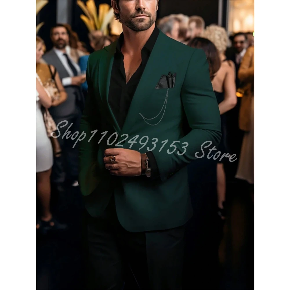 Green Suit Men Business Tuxedos Formal 2 Piece Set Jacket Pants Single Breasted Groomsman Prom Wedding Party Trajes De Hombre 
Green Suit Men Business Tuxedos Formal 2 Piece Set Jacket Pants Single Breasted Groomsman Prom Wedding Party Trajes De Hombre