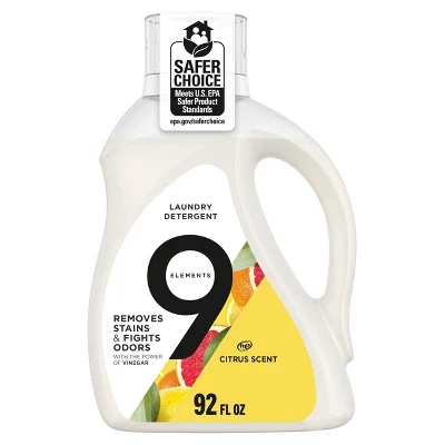 9 Elements Citrus Scent Liquid Laundry Detergent - 92 fl oz: 64 Uses, High Efficiency, Dermatologist Tested
9 Elements Citrus Scent Liquid Laundry Detergent - 92 fl oz: 64 Uses, High Efficiency, Dermatologist Tested