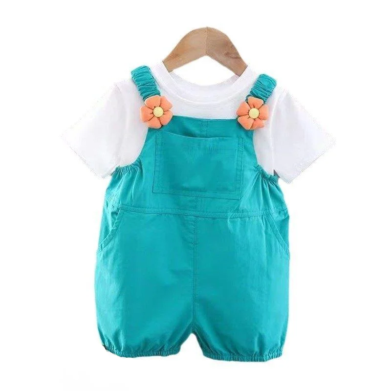 New Summer Baby Girls Clothes Suit Children Cute Short Sleeved T-Shirt Overalls 2Pcs/Sets Toddler Casual Costume Kids Tracksuits
New Summer Baby Girls Clothes Suit Children Cute Short Sleeved T-Shirt Overalls 2Pcs/Sets Toddler Casual Costume Kids Tracksuits