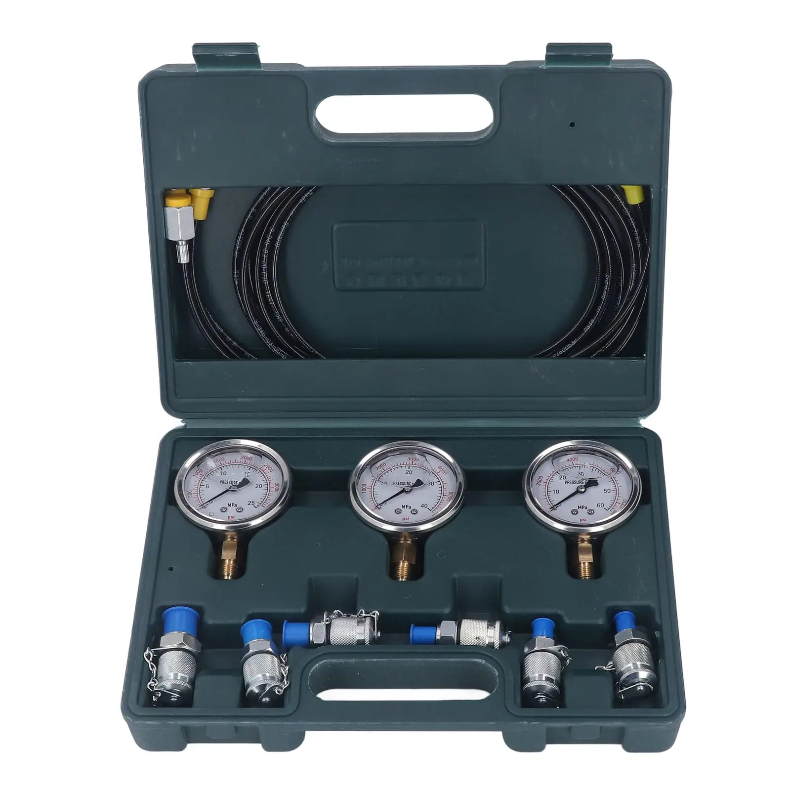 Hydraulic Pressure Test Kit, 25/40/60MPa 3 Gauges, 6 Test Couplings 3 Test Hose for Excavator Construction Machinery Ships Mine,
Hydraulic Pressure Test Kit, 25/40/60MPa 3 Gauges, 6 Test Couplings 3 Test Hose for Excavator Construction Machinery Ships Mine,