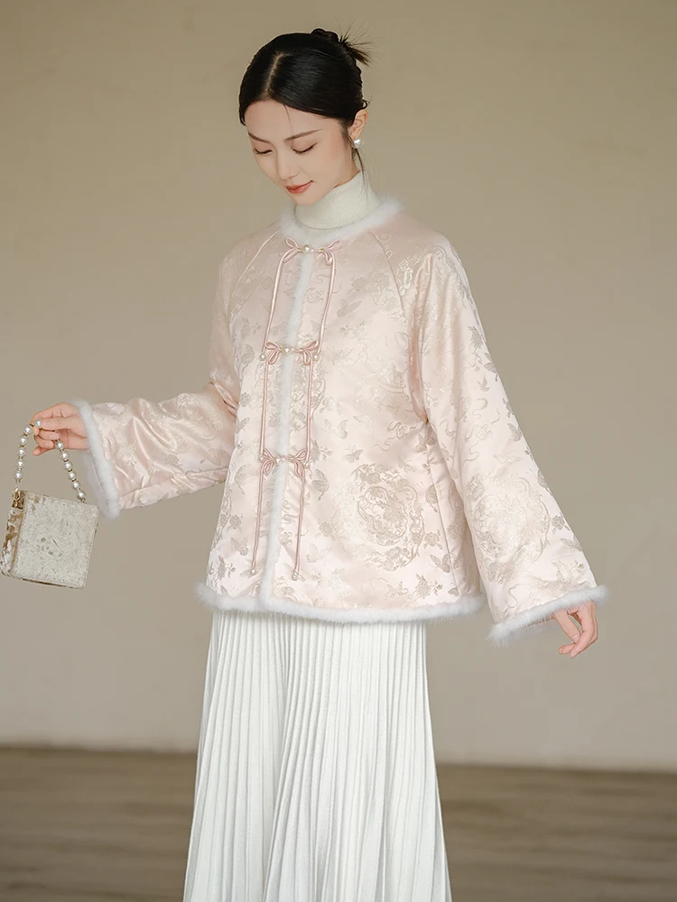 New 2024 Women's Cotton Jaet Pink Embroidery Chinese Sle Floral Print Lightweight Winter Coat Traditional Ethnic Faion
New 2024 Women's Cotton Jaet Pink Embroidery Chinese Sle Floral Print Lightweight Winter Coat Traditional Ethnic Faion