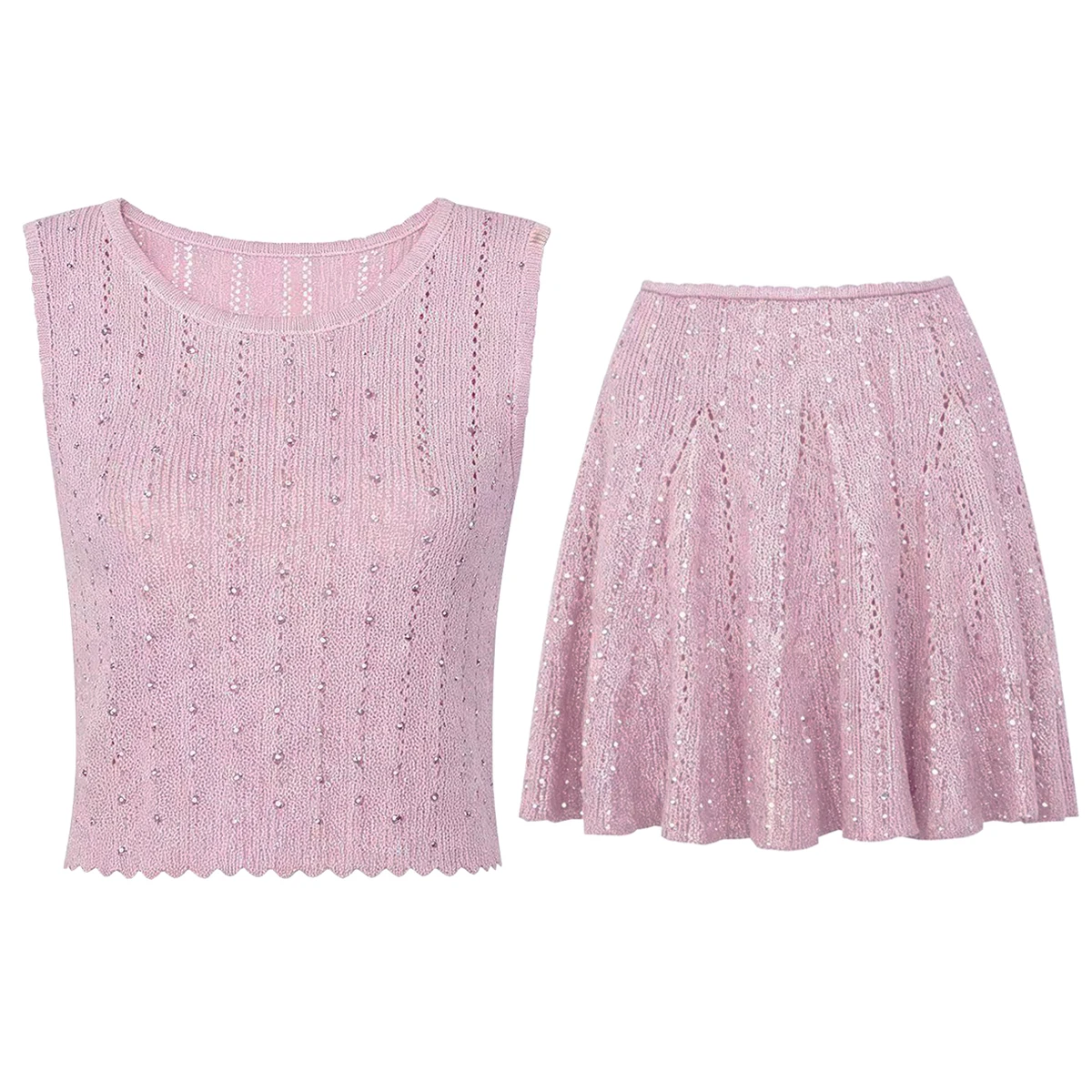 26160High Quality Summer And Autumn New Style Hot Diamond Sleeveless Top Knitted Shirt Tank Top+A-Line Short Skirt Set For Women
26160High Quality Summer And Autumn New Style Hot Diamond Sleeveless Top Knitted Shirt Tank Top+A-Line Short Skirt Set For Women
