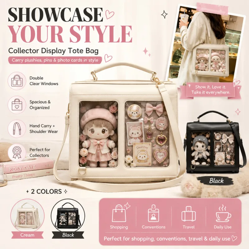 JK Style Ita Backpack PU Leather Double Display Window School Bag Large Capacity Backpack For 20cm Cotton Doll Anime Fans Gift
JK Style Ita Backpack PU Leather Double Display Window School Bag Large Capacity Backpack For 20cm Cotton Doll Anime Fans Gift