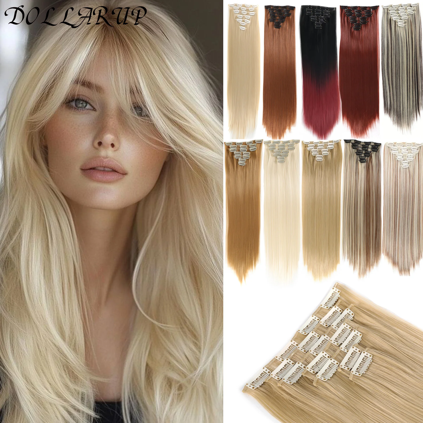 Long Straight Hairstyle 16 Clips 7Pcs/Set Hair Extensions Natural Synthetic Blonde Black Hairpieces Heat Resistant For Women
Long Straight Hairstyle 16 Clips 7Pcs/Set Hair Extensions Natural Synthetic Blonde Black Hairpieces Heat Resistant For Women