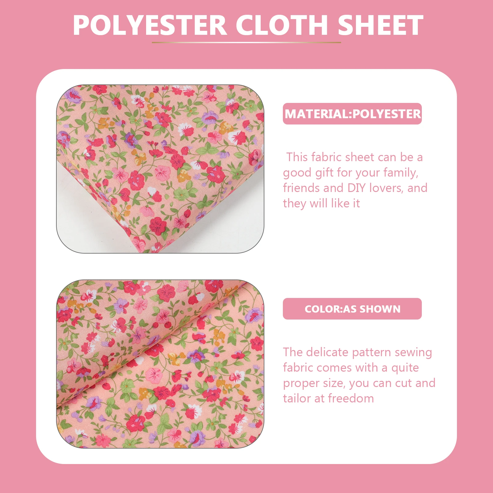 Floral Print Fabric Sheet Pink Polyester Clothing Craft 1 Meter Piece Sewing Knitting DIY Projects Home Decor Gifts
Floral Print Fabric Sheet Pink Polyester Clothing Craft 1 Meter Piece Sewing Knitting DIY Projects Home Decor Gifts