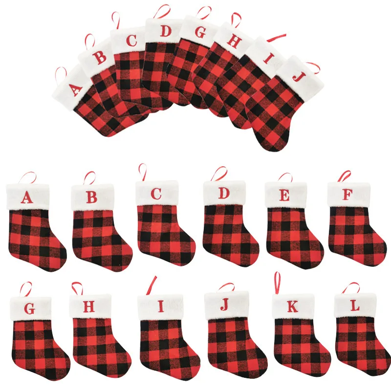 Personalized Printing Christmas 26 Letter Embroidered Socks Black and Red Grid Small Socks Tree Pendant Candy Bag Accessories
Personalized Printing Christmas 26 Letter Embroidered Socks Black and Red Grid Small Socks Tree Pendant Candy Bag Accessories