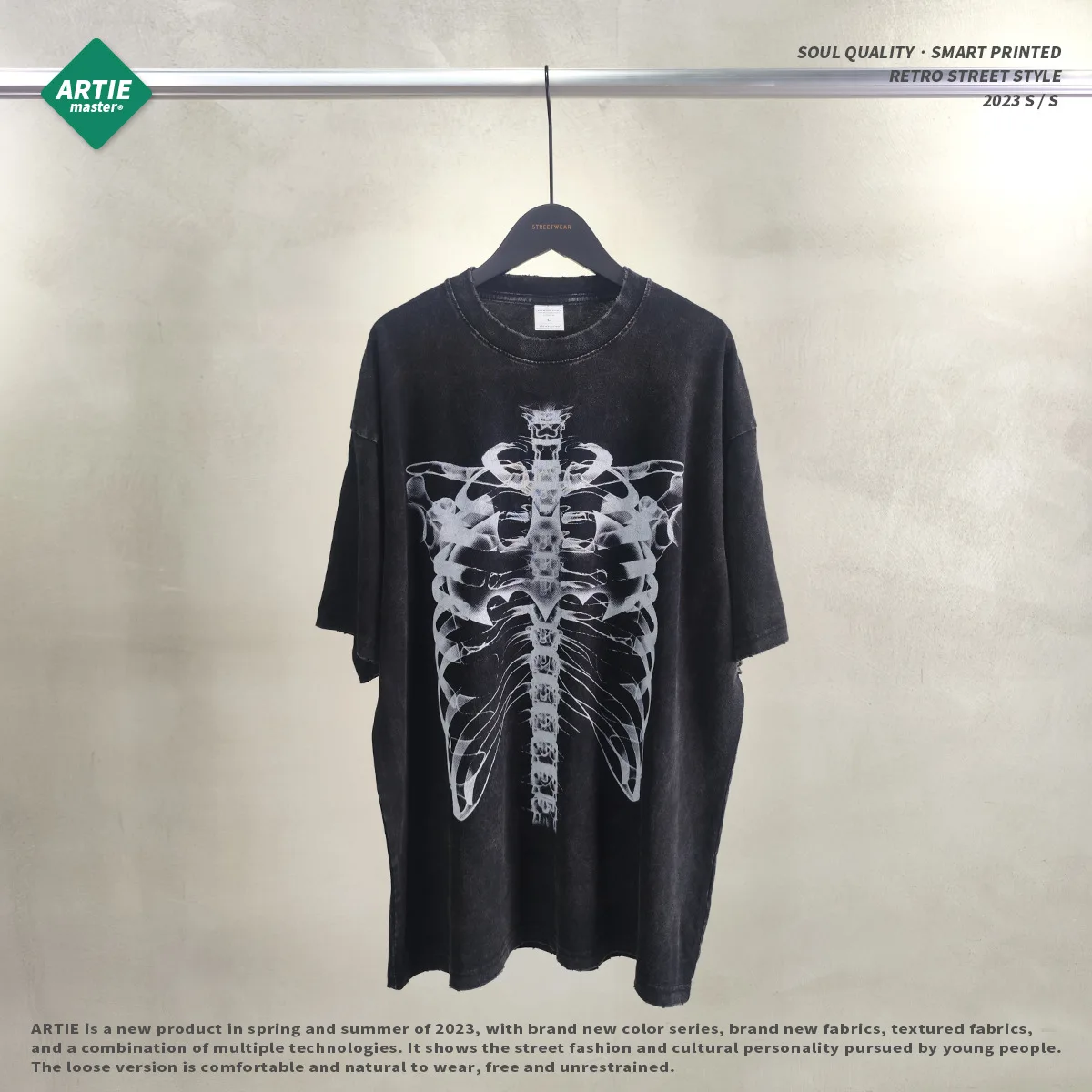 ARTIE Men's Streetwear High Street Brand Rib Bone Print Washed Vintage Loose Casual Short Sleeve T-Shirt Cotton Skull Devil P...
ARTIE Men's Streetwear High Street Brand Rib Bone Print Washed Vintage Loose Casual Short Sleeve T-Shirt Cotton Skull Devil P...