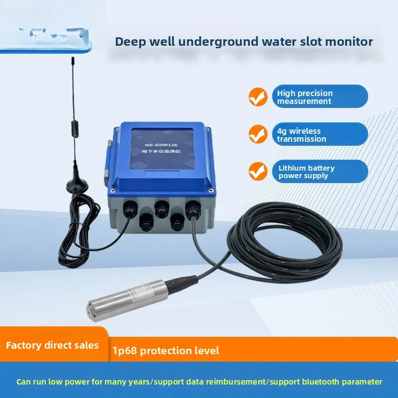 automatic monitor, deep well liquid level gauge sensor measuring instrument battery powered 4G wireless remote transmission 
automatic monitor, deep well liquid level gauge sensor measuring instrument battery powered 4G wireless remote transmission