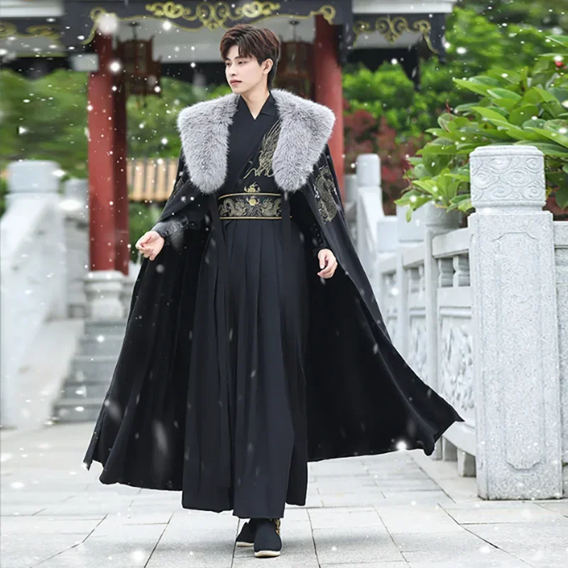 Men`s Cloak Winter Warm Chinese Hanfu Embroidered Black Long Cape Women Christmas New Year Costume Hanfu Clack Plus Size 4XL
Men`s Cloak Winter Warm Chinese Hanfu Embroidered Black Long Cape Women Christmas New Year Costume Hanfu Clack Plus Size 4XL