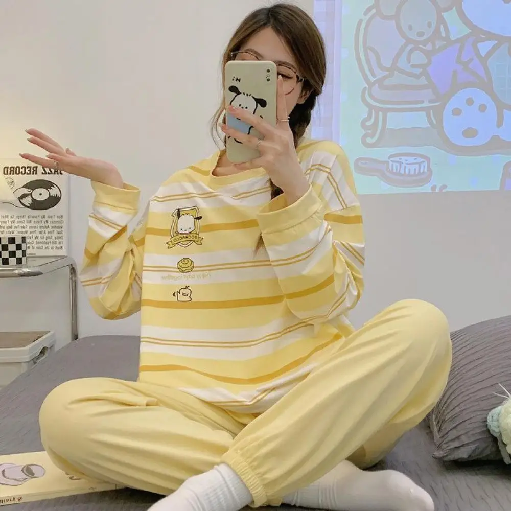 Kawaii Sanrio Pochacco Cinnamoroll My Melody Girl Striped Pajamas Ins Cartoon Anime Loose Casual Spring and Autumn Homewear Suit
Kawaii Sanrio Pochacco Cinnamoroll My Melody Girl Striped Pajamas Ins Cartoon Anime Loose Casual Spring and Autumn Homewear Suit