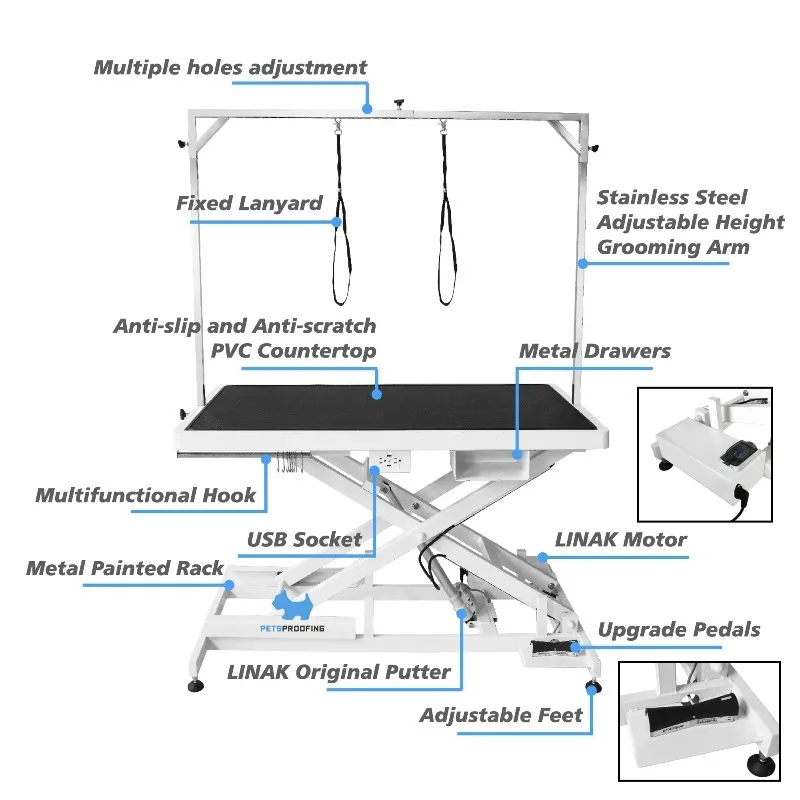 Petsproofing Stainless Steel Electric Lifting Folding Professional Grade Equipment Dog Show Pet Grooming Table
Petsproofing Stainless Steel Electric Lifting Folding Professional Grade Equipment Dog Show Pet Grooming Table
