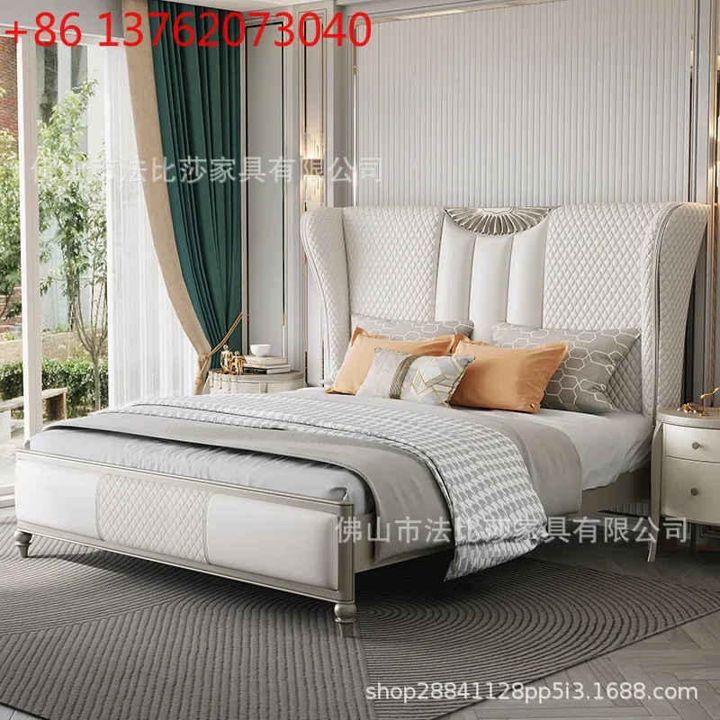 American light luxury leather solid wood bed first layer cowhide post-modern French champagne silver luxury master bedroom bed
American light luxury leather solid wood bed first layer cowhide post-modern French champagne silver luxury master bedroom bed