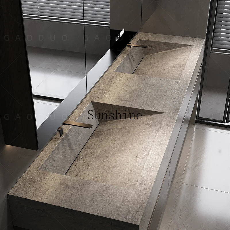 Rock slab integrated seamless basin bathroom cabinet combination high-end washtable single and double basin customization
Rock slab integrated seamless basin bathroom cabinet combination high-end washtable single and double basin customization