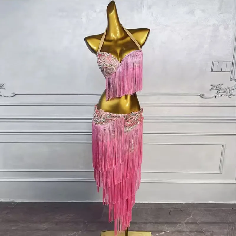 Pink Tassel Belly Dance Cosstume Bra and Skirt Set Latin Competition Stage Outfit 2025 New Women Party Dancer Clothes
Pink Tassel Belly Dance Cosstume Bra and Skirt Set Latin Competition Stage Outfit 2025 New Women Party Dancer Clothes