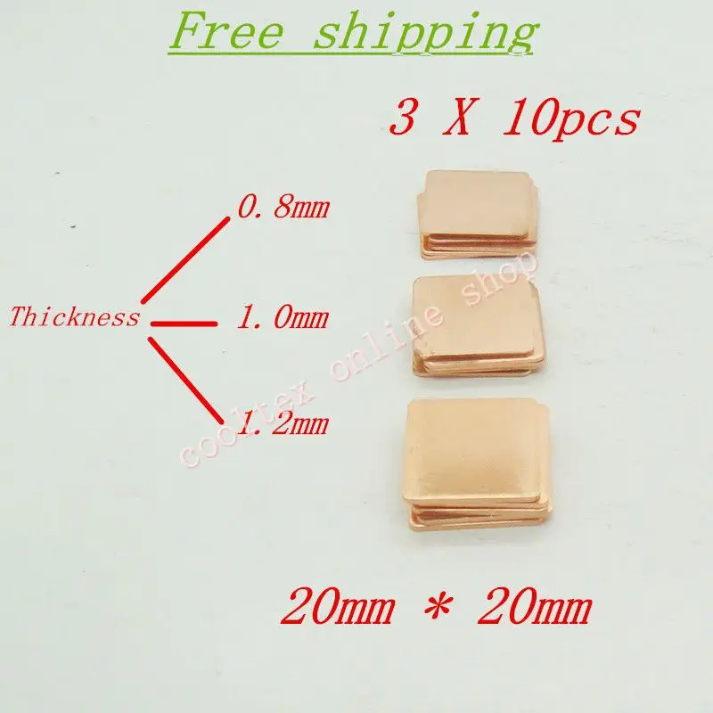 30pcs 3models 20mm x 20mm DIY Copper Heatsink thermal Pad for Laptop GPU CPU VGA Chip RAM Copper sheet
30pcs 3models 20mm x 20mm DIY Copper Heatsink thermal Pad for Laptop GPU CPU VGA Chip RAM Copper sheet