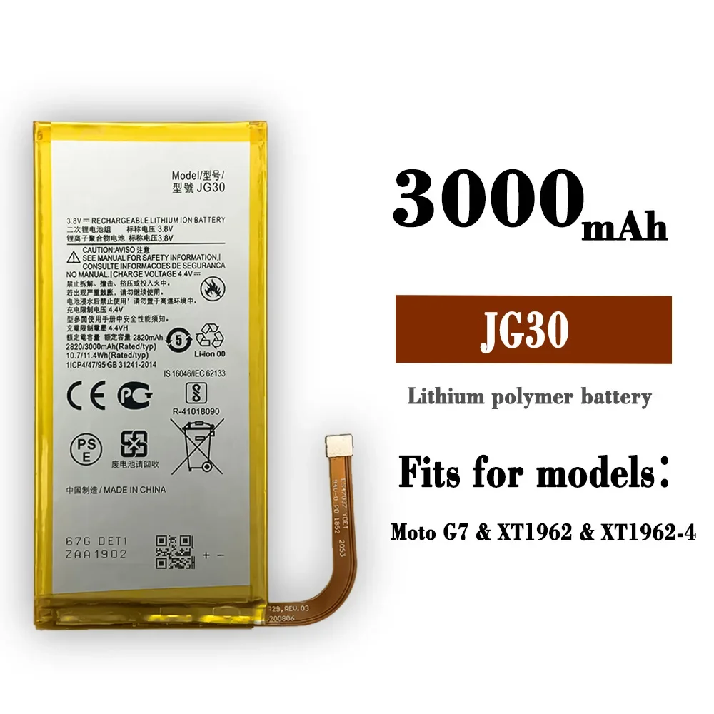New 3000mAh JG30 Battery For Motorola Moto J G7 XT1962-1 Good Quality Mobile Phone Batteries Lithium Battery
New 3000mAh JG30 Battery For Motorola Moto J G7 XT1962-1 Good Quality Mobile Phone Batteries Lithium Battery