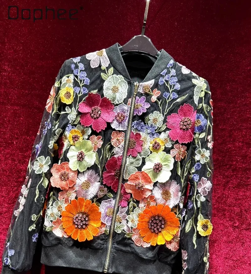 Three-Dimensional Flower Embroidery Black Mesh Patchwork Jackets for Women 2025 Autumn New Fashion Retro Loose Casual Jacket
Three-Dimensional Flower Embroidery Black Mesh Patchwork Jackets for Women 2025 Autumn New Fashion Retro Loose Casual Jacket