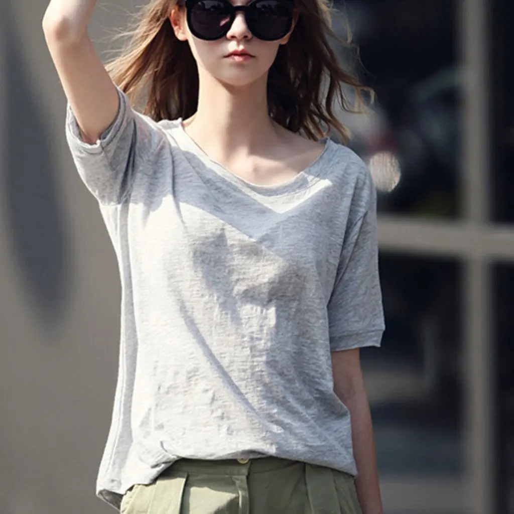 Summer Women's Korean Style T-shirt Short-Sleeved round Neck Loose Fit Base Shirt Casual Top for Women 
Summer Women's Korean Style T-shirt Short-Sleeved round Neck Loose Fit Base Shirt Casual Top for Women