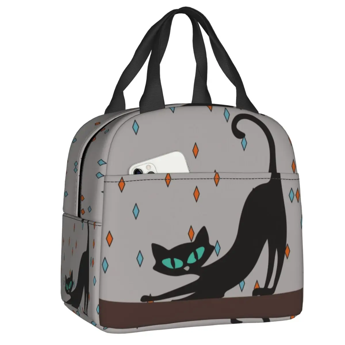 Custom Retro Black Cat Meow Lunch Bag Thermal Cooler Insulated Lunch Box for Women Kids School Work Picnic Food Tote Container
Custom Retro Black Cat Meow Lunch Bag Thermal Cooler Insulated Lunch Box for Women Kids School Work Picnic Food Tote Container